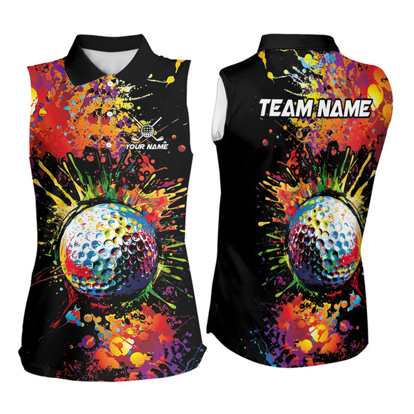 Colorful Golf ball jersey Women's golf sleeveless tops Custom Team Name golf uniform for ladies NQS9771