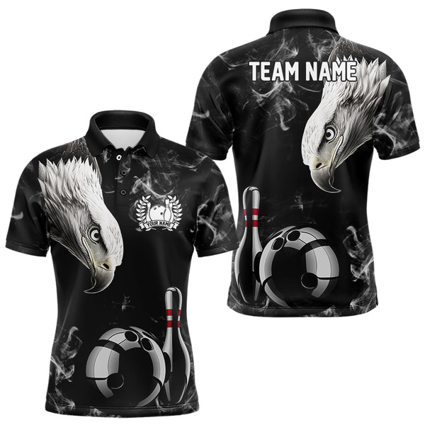 Personalized Black Eagle Smoke Bowling Polo, Quarter Zip Shirts For Men custom Bowling Team Jerseys NQS9049