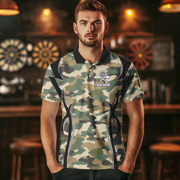 Deer Skull Darts Board Camo Darts Polo, Quarter zip Shirts For Men Custom Team Darts Jersey NQS9444