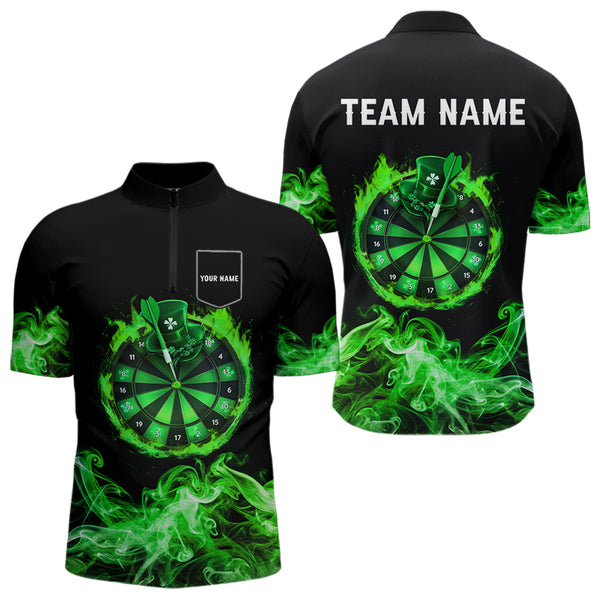 Green Flame Smoke Lucky clover Darts Shirts For Men Custom St Patrick Day Team Darts Jersey Outfit NQS9452