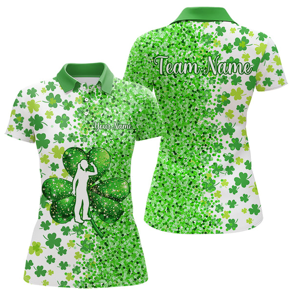 Green glitter shamrock clover Darts Shirts For Women custom St Patrick day Dart Team Jersey NQS9464