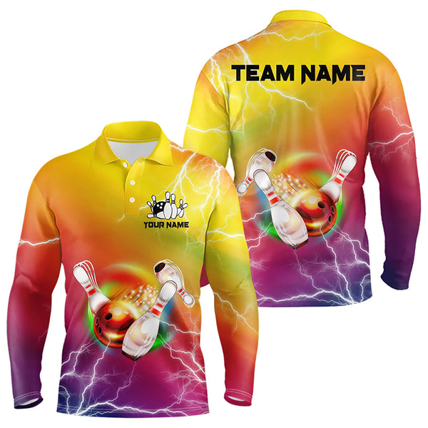 Gradient rainbow lightning thunder storm Bowling Shirts for Men Custom Team Bowling jerseys NQS9297