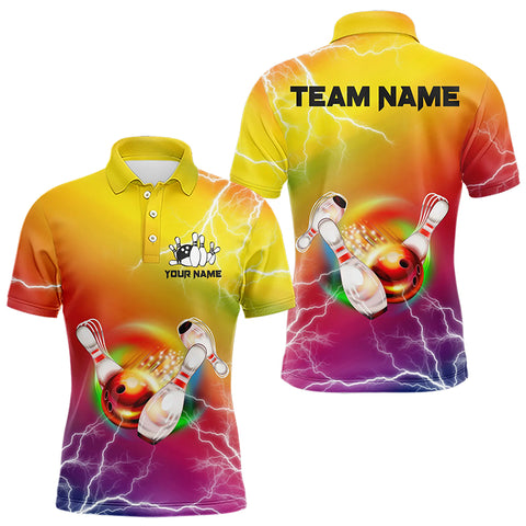 Gradient rainbow lightning thunder storm Bowling Shirts for Men Custom Team Bowling jerseys NQS9297