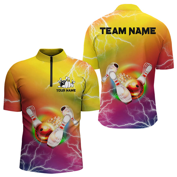 Gradient rainbow lightning thunder storm Bowling Shirts for Men Custom Team Bowling jerseys NQS9297