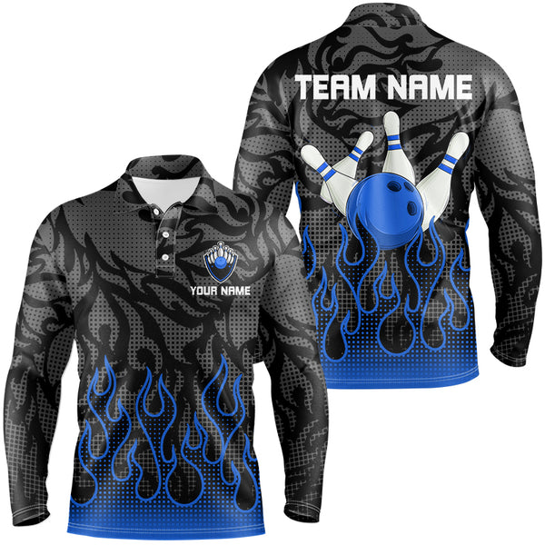 Blue Flame Fire Mens bowling shirts black camo Bowling Jerseys Personalized Bowling Team Shirts NQS9063