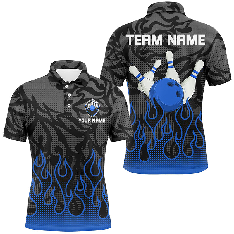 Blue Flame Fire Mens bowling shirts black camo Bowling Jerseys Personalized Bowling Team Shirts NQS9063