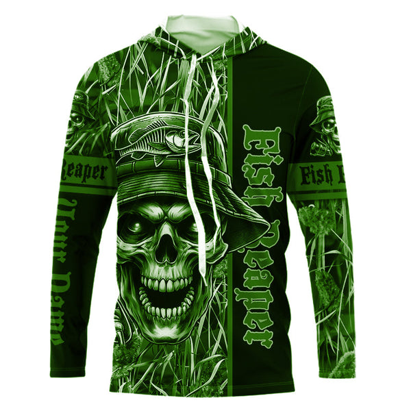 Fish reaper fishing green camo UV protection custom fishing shirts NQS2445