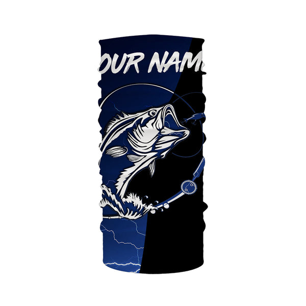 Largemouth Bass Fishing tattoo blue camo black Custom name UPF30+ performance fishing shirts fishing gift for men, women NQS2049
