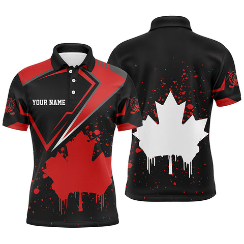 Black Mens golf polo shirts Canada flag maple leaf custom team golf shirts, Canadian patriot golf tops NQS7233