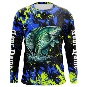 Crappie fishing green blue camo Custom UV protection performance long sleeve fishing shirt jerseys NQS7122