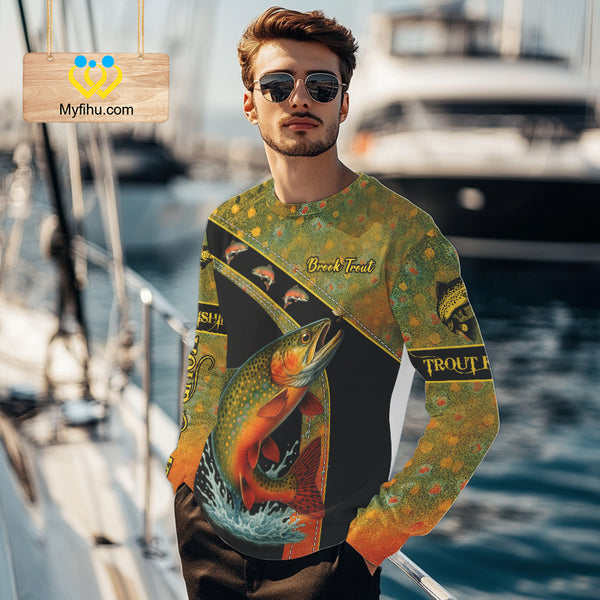 Brook Trout fishing scales UV protection Custom long sleeve fishing shirts, Trout fishing jerseys NQS10218