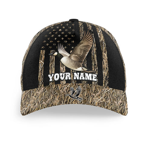 Goose hunting waterfowl camo American flag Custom hunting hat Unisex Goose hunting Baseball hat NQS8870