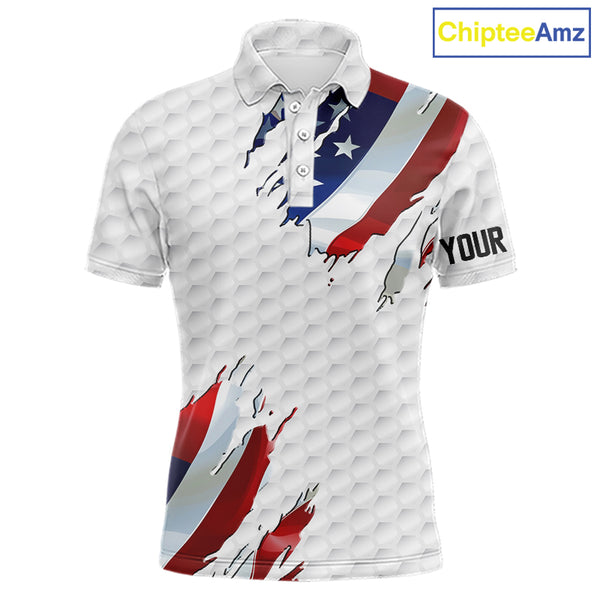 Red, white and blue American Flag golf pattern Mens golf polo shirts custom patriotic mens golf tops NQS9318