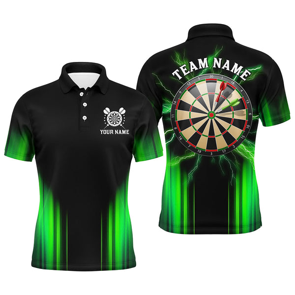 Black and Green Light Dart Polo, Quarter Zip Shirt For Men Custom Dart Jerseys For Team NQS9332