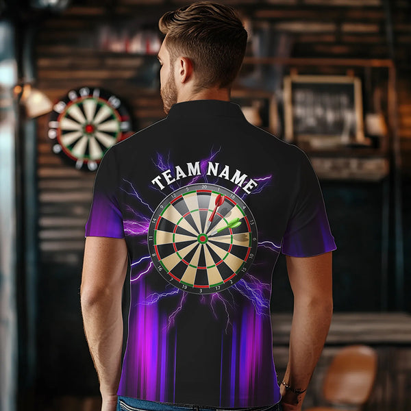 Black and Purple Light Darts Polo, Quarter Zip Shirt For Men Custom Darts Jerseys For Team NQS9334