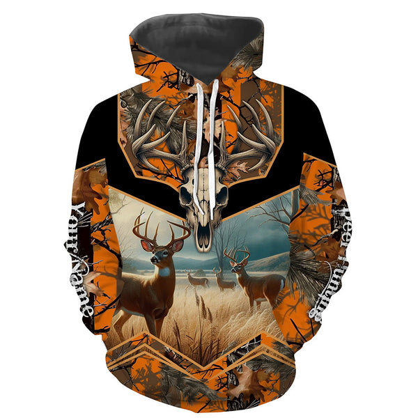 Deer Hunting Camo Orange Black Custom Name 3D All over print shirts, personalized hunting gifts NQS811