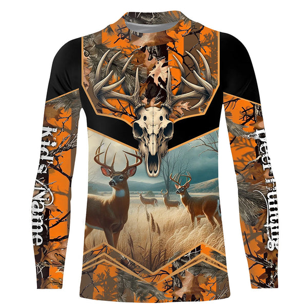 Deer Hunting Camo Orange Black Custom Name 3D All over print shirts, personalized hunting gifts NQS811