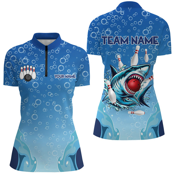 Funny Blue water bubble Shark Bowling Shirt for Women Custom Shark Bowling Team Jersey, bowler gift NQS9145