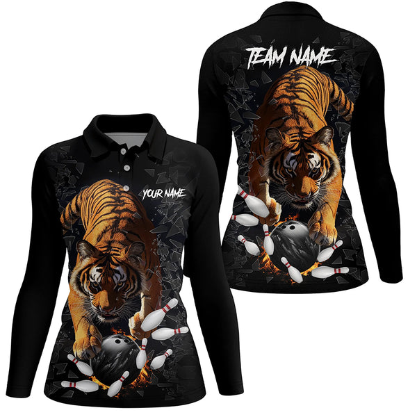 Custom Tiger broken glass Bowling Shirts For Women, Tiger Bowling Team Shirt Bowler Uniform Outfits NQS9147