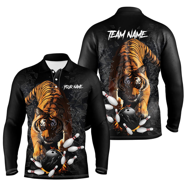 Custom Tiger broken glass Bowling Shirts For Men, Tiger Bowling Team Shirt Bowler Uniform Outfits NQS9147