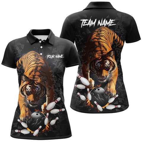 Custom Tiger broken glass Bowling Shirts For Women, Tiger Bowling Team Shirt Bowler Uniform Outfits NQS9147