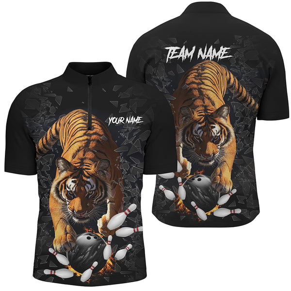 Custom Tiger broken glass Bowling Shirts For Men, Tiger Bowling Team Shirt Bowler Uniform Outfits NQS9147