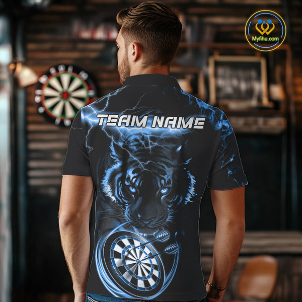 Personalized Blue Lightning Thunder Storm Tiger Darts Shirts For Men Custom Dart Team Jerseys NQS10441