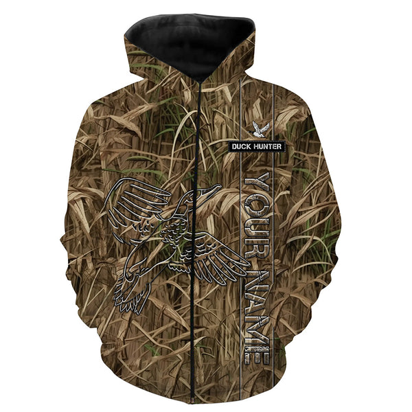 Duck Hunting waterfowl camo Custom Name All Over Printed Shirts, Hunting Gift For Men, Women And Kid NQS3914