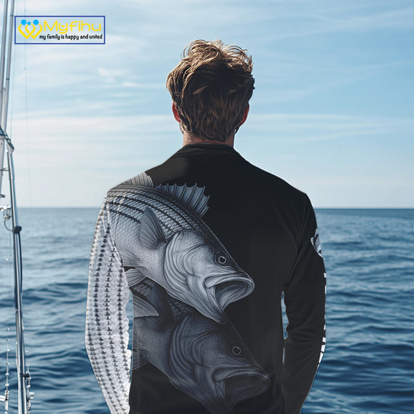 Striped Bass performance Fishing Shirts Custom Striper Fishing Long Sleeve Tournament Fishing Shirts NQS10113