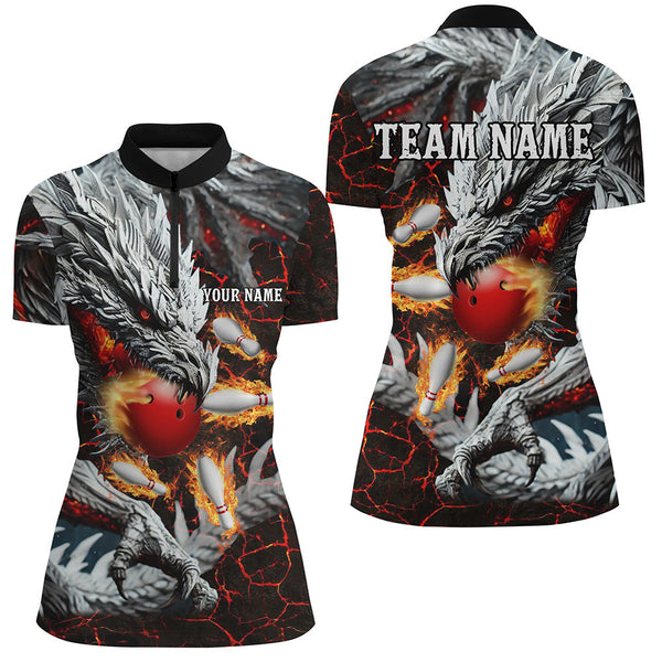 Red Magma texture Custom Dragon Flame Bowling Team Shirts Women Bowling League Jerseys Bowler Outfit NQS8252