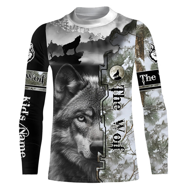 The Wolf Winter Camo Predators Hunting Customize Name 3D All Over Printed Shirts Personalized gifts NQS717