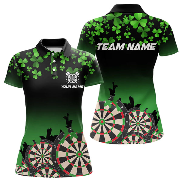 Green Shamrock Darts Board pattern Lucky Darts Shirt For Women Custom St Patrick Day Team Darts Jersey NQS9389
