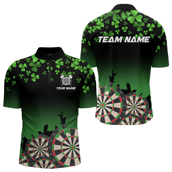 Green Shamrock Darts Board pattern Lucky Darts Shirt For Men Custom St Patrick Day Team Darts Jersey NQS9389