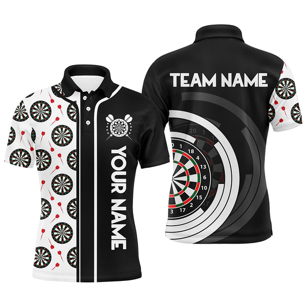 Black and White Dart Board Camo Custom Team Dart Polo, Quarter Zip Shirt For Men, Mens dart jersey NQS9202