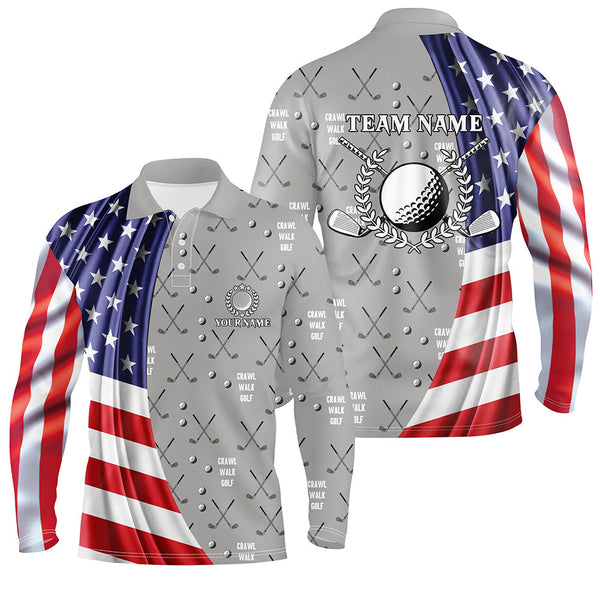 American flag patriot Mens golf polo shirts custom golf clubs pattern crawl walk golf tops for mens NQS6641