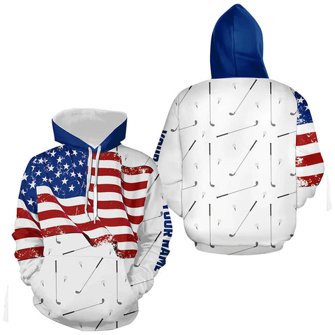 Funny Golf Hoodies custom American flag patriotic white golf camo hoodie talk birdie to me NQS9205