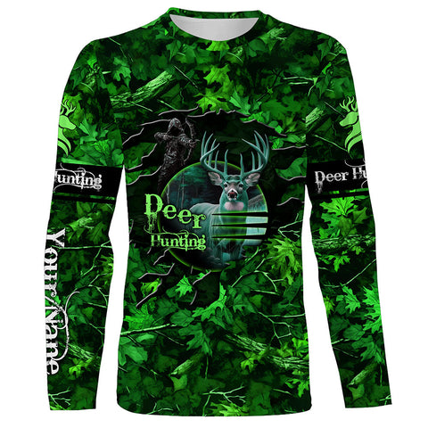 Country Girl Deer hunting green camo Custom Name all over printed shirts, Hunting gift for hunter girl NQS4373