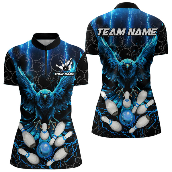 Custom Blue Lightning Thunder Eagle Women Bowling Shirts Black Bowling Camo Team Jersey Outfits NQS9578