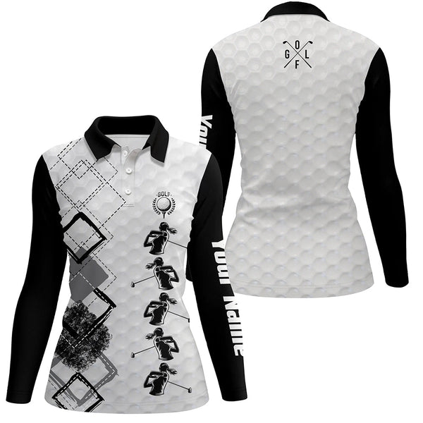 Black and white Womens golf polo shirts custom name women's golf apparel, gifts for golf lovers NQS3956
