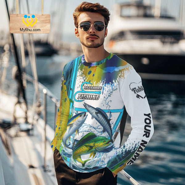 Mahi Mahi, Wahoo, Tuna slam fishing scales custom fishing team jerseys, Offshore fishing apparel NQS9997
