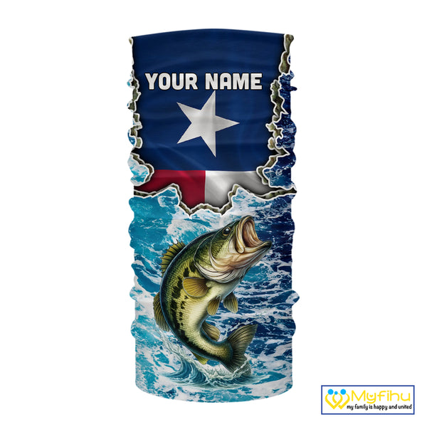 Texas Bass Fishing blue ocean camo custom Largemouth Bass long sleeves performance fishing shirts NQS9999