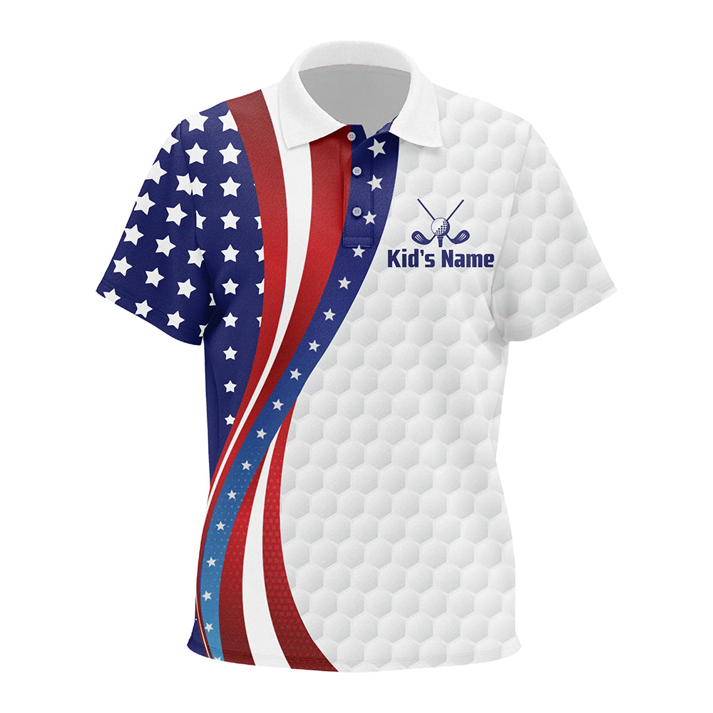 Red, White and Blue American Flag Kid golf polos shirts custom patriotic team Kid golf tops NQS9259