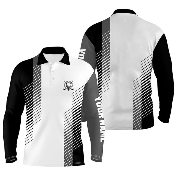 Black and white Mens golf polo shirts custom golf ball shirt for men, best men golf wear NQS7186