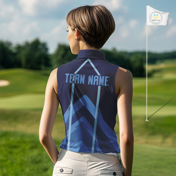 Sleeveless Golf polo shirts For Women custom team ladies golf top, unique golf gifts | Blue NQS10015