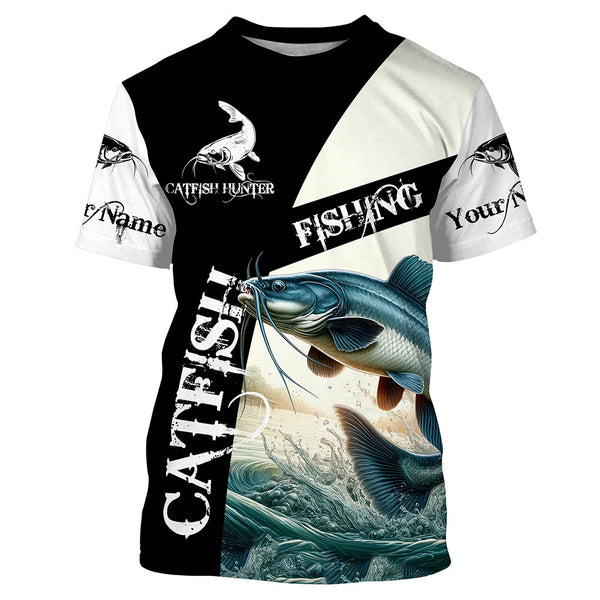 Catfish Fishing Customize Name All Over Printed Shirts Personalized Fishing Gift For Men, Women NQS383