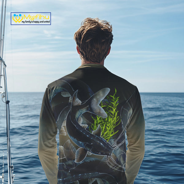Personalized Catfish Fishing jerseys, Catfish scales long sleeve fishing shirts uv protection NQS10332