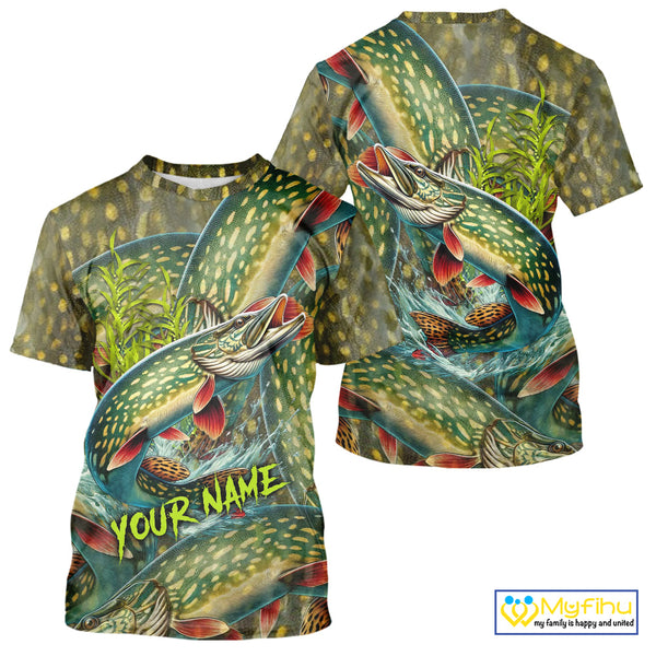 Personalized Northern Pike Fishing jerseys, Pike scales long sleeve fishing shirts uv protection NQS10333