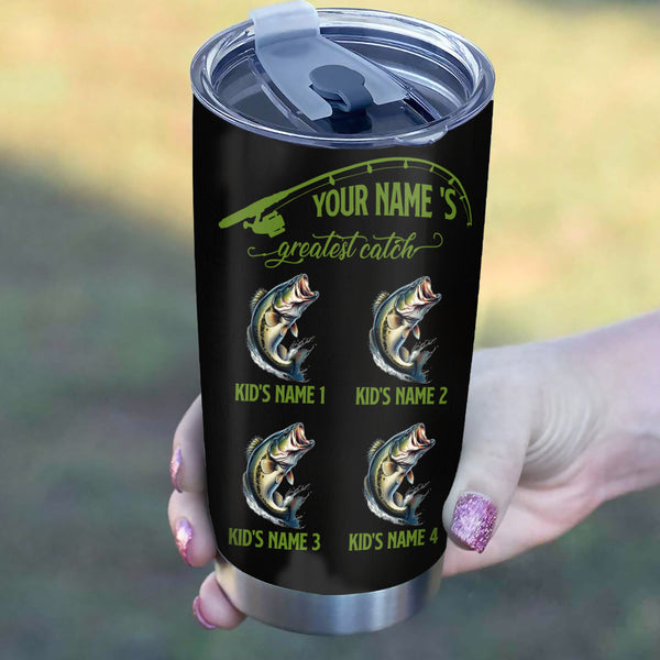 1PC Personalized Grandpa's Greatest Catch Custom Funny Fishing tumbler cup, Father's Day Fishing gifts NQS9915