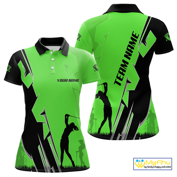 Women golf polo shirts custom green and black golf tops for ladies, best golf gifts NQS10063