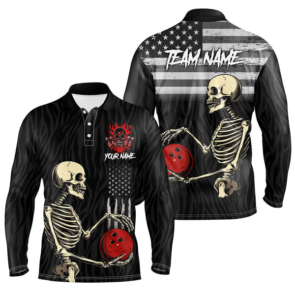 Black American Flag Skull Bowling Camo Custom Bowling Shirts For Men Bowling Team League Jerseys NQS8419